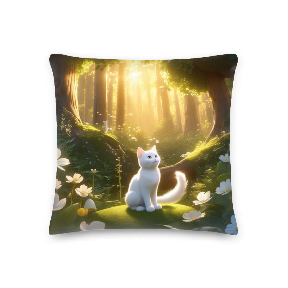 PugMug Custom White Companion Cat Premium Pillow