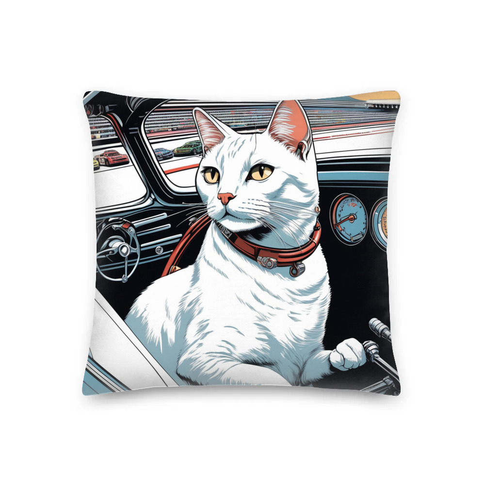 PugMug Custom White Companion Cat Premium Pillow