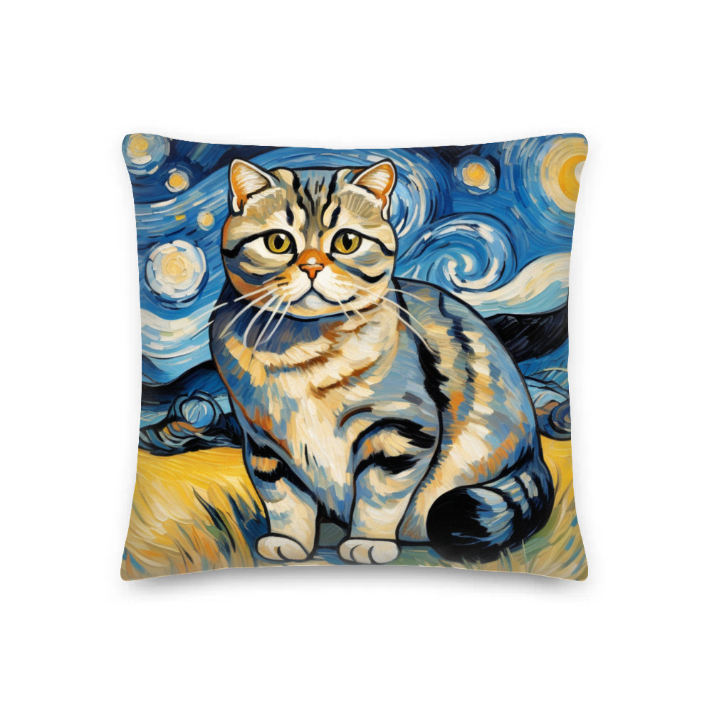 PugMug Custom Tabby Scottish Fold Cat Premium Pillow
