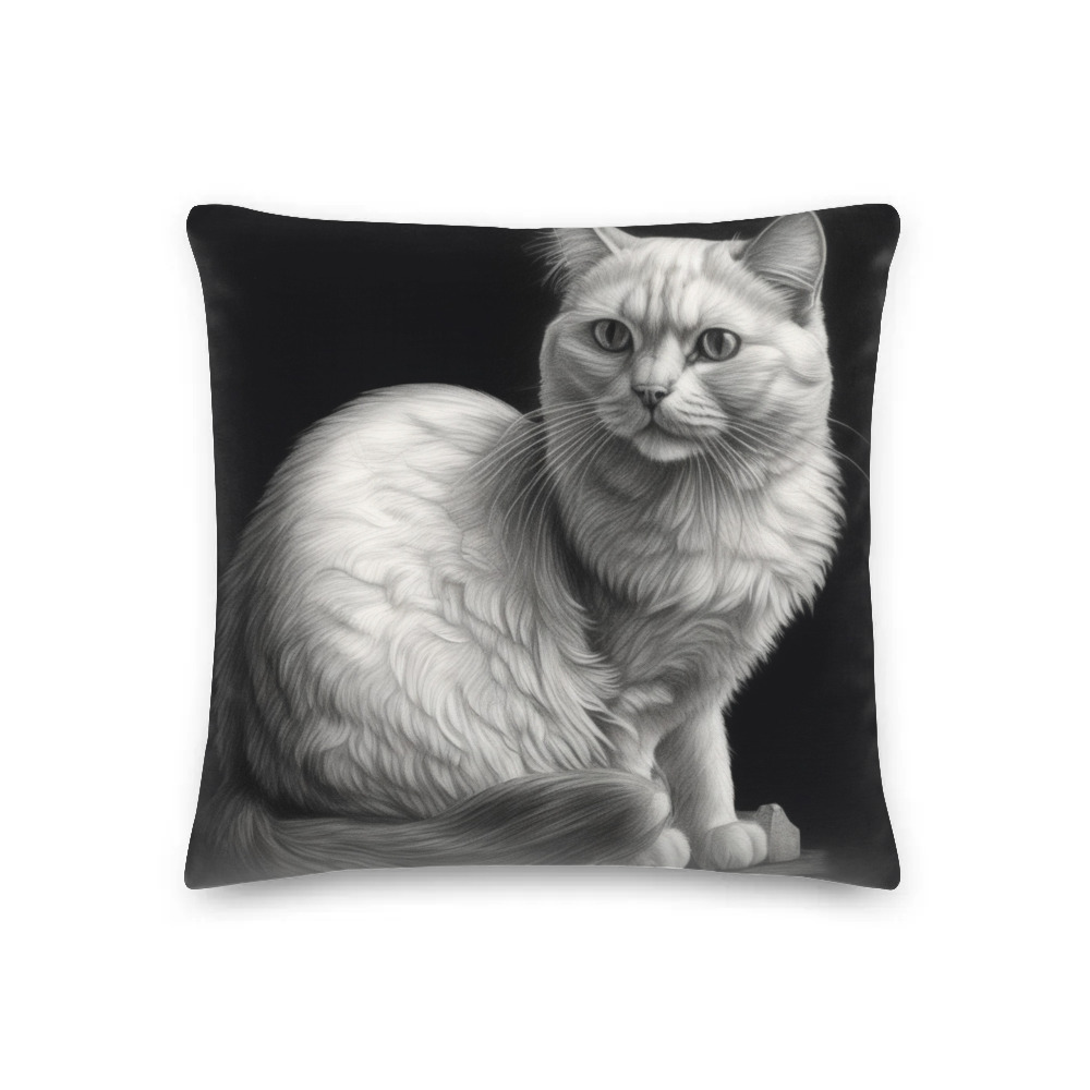PugMug Custom White Companion Cat Premium Pillow
