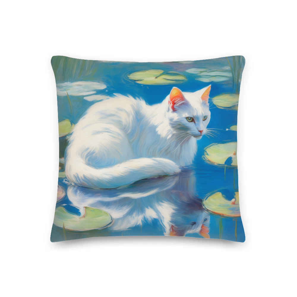 PugMug Custom White Companion Cat Premium Pillow