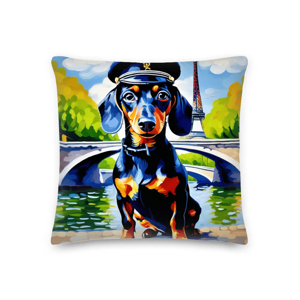 PugMug Custom Black Dachshund Premium Pillow