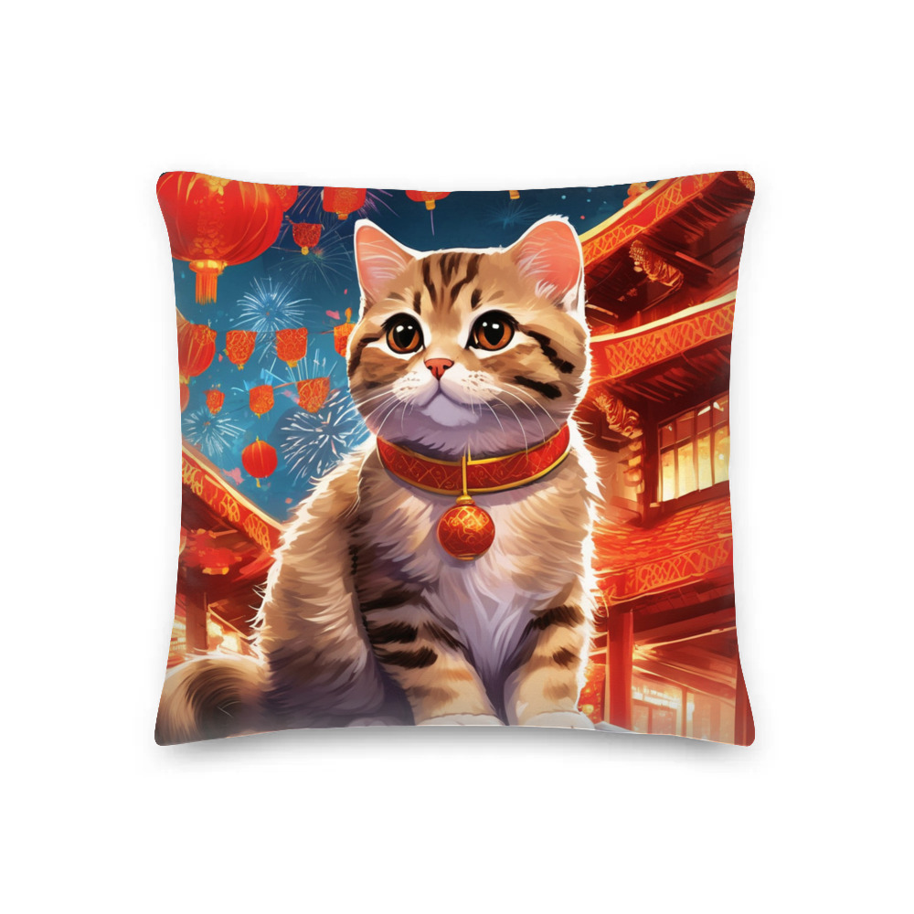 PugMug Custom Tabby Scottish Fold Cat Premium Pillow