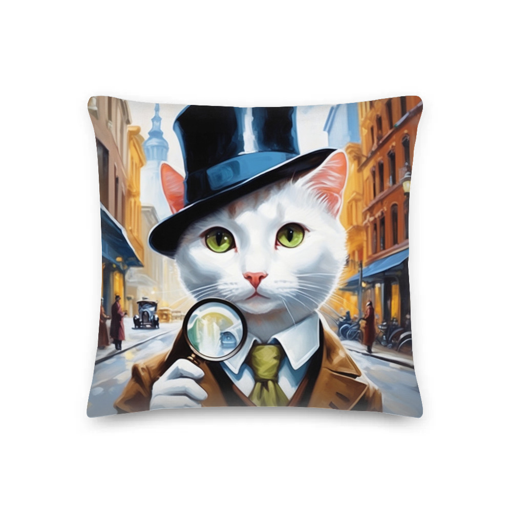 PugMug Custom White Companion Cat Premium Pillow