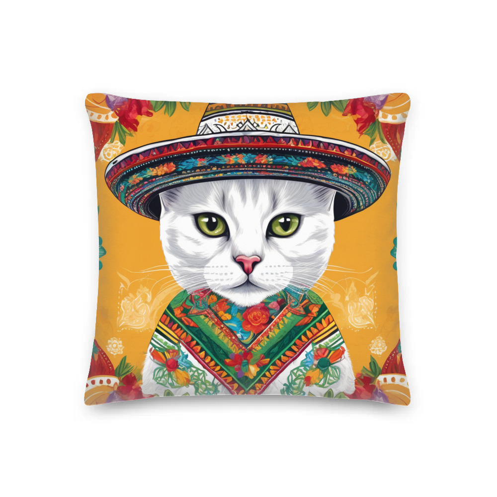 PugMug Custom White Exotic Cat Premium Pillow