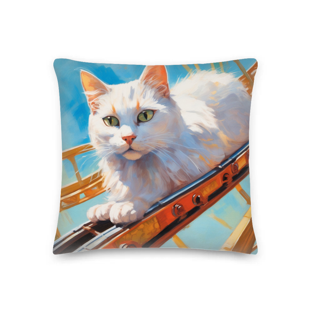 PugMug Custom White Companion Cat Premium Pillow