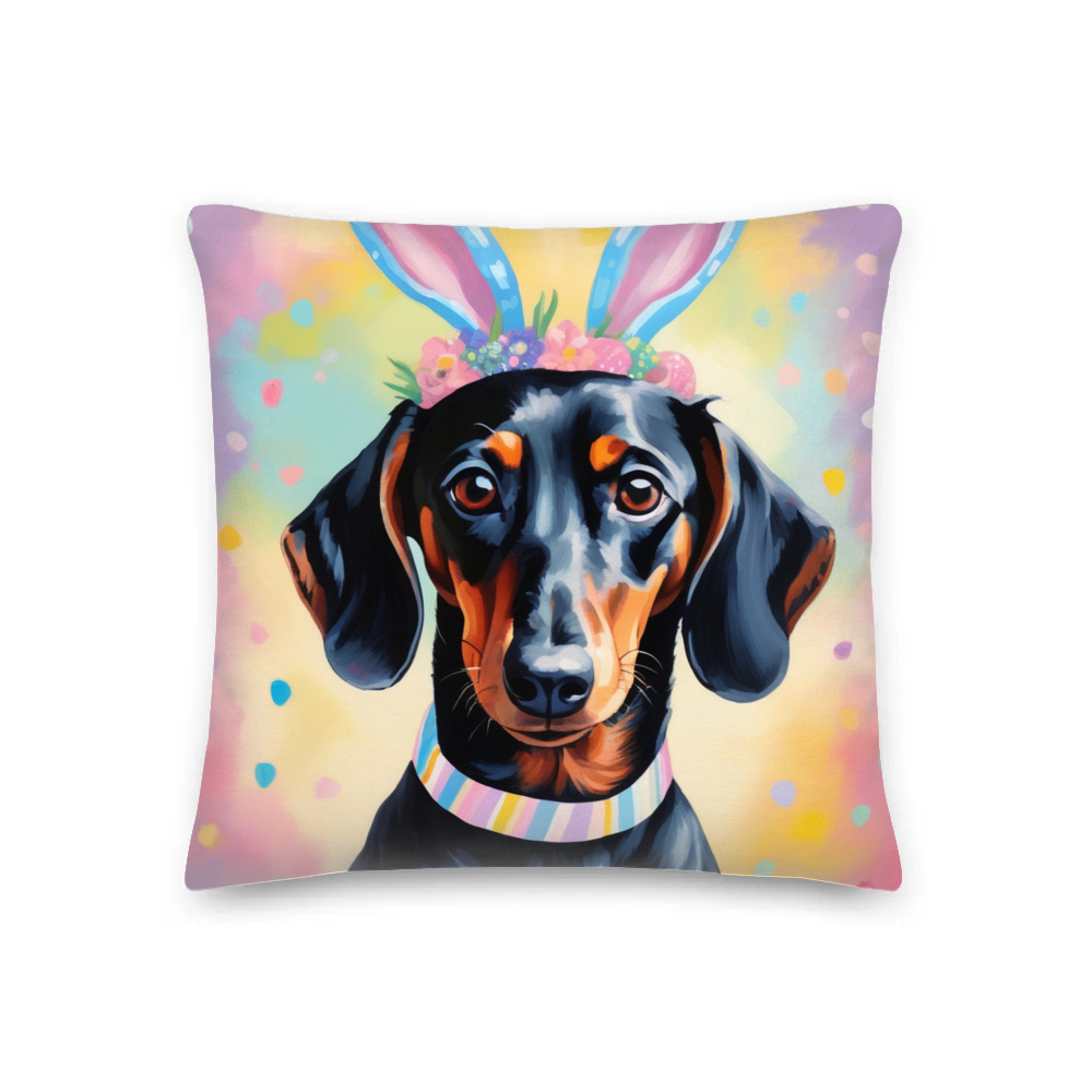 PugMug Custom Black Dachshund Premium Pillow
