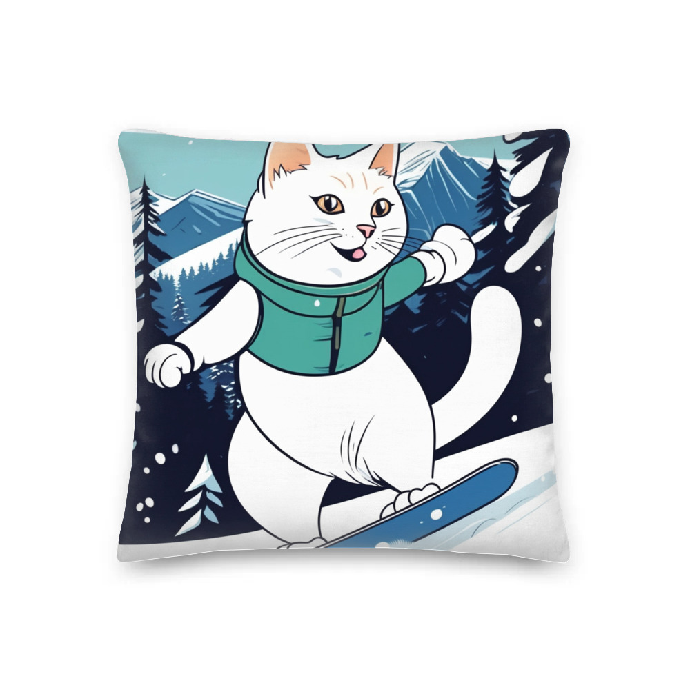 PugMug Custom White Companion Cat Premium Pillow