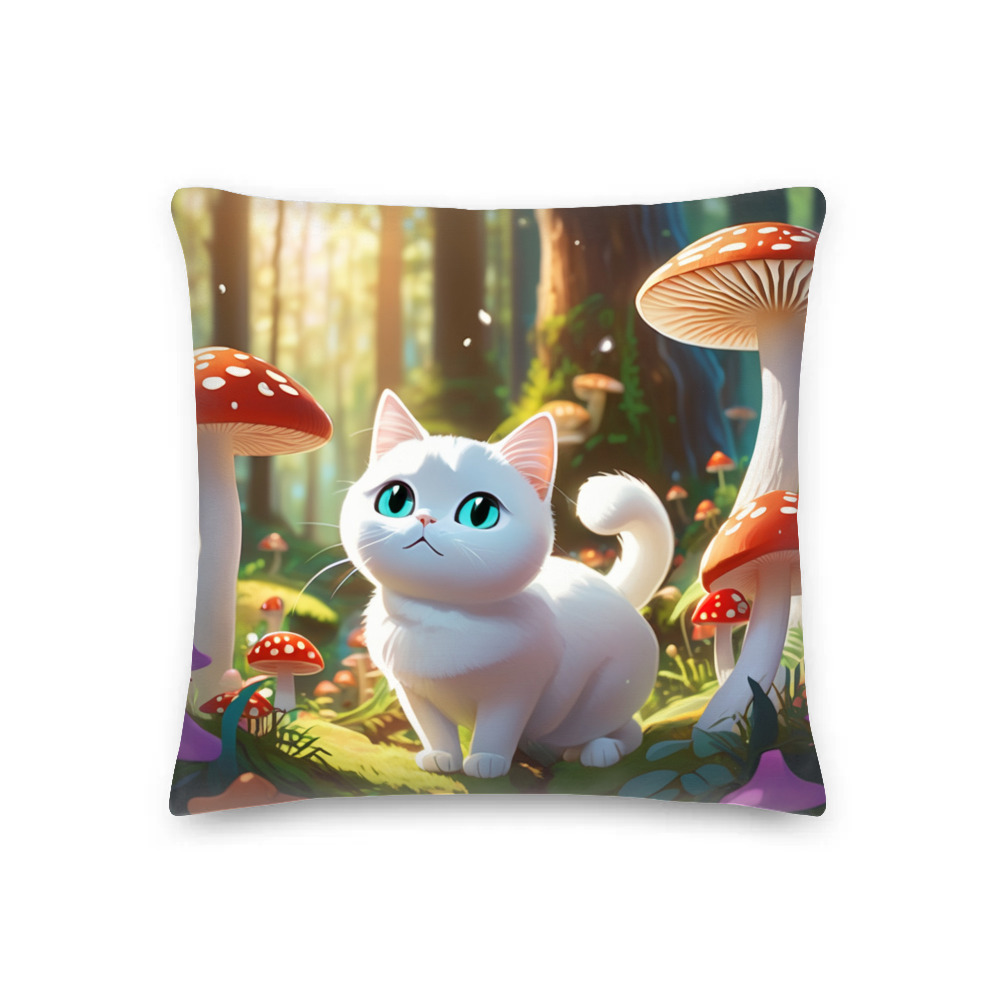 PugMug Custom White Companion Cat Premium Pillow