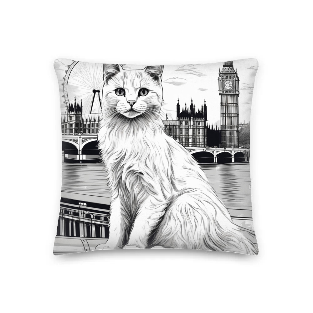 PugMug Custom White Companion Cat Premium Pillow