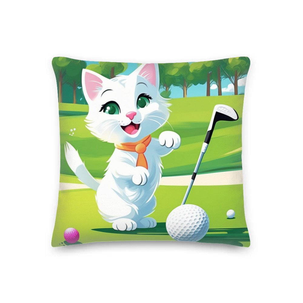 PugMug Custom White Companion Cat Premium Pillow