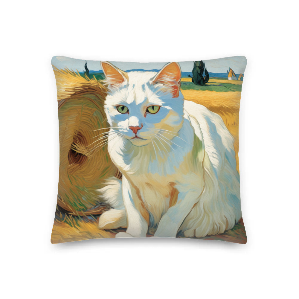 PugMug Custom White Companion Cat Premium Pillow