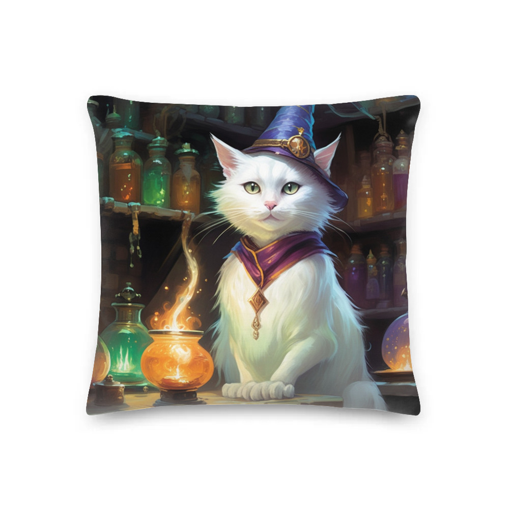 PugMug Custom White Companion Cat Premium Pillow