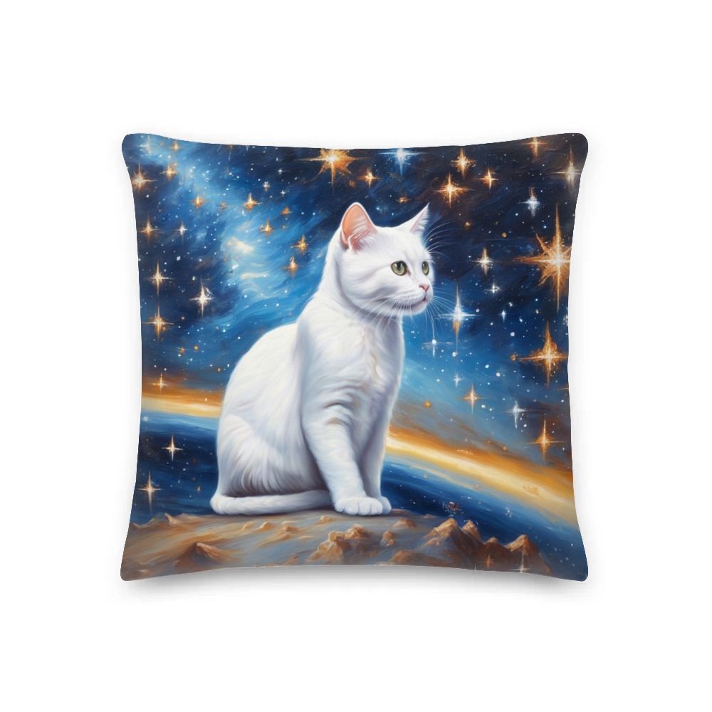 PugMug Custom White Companion Cat Premium Pillow