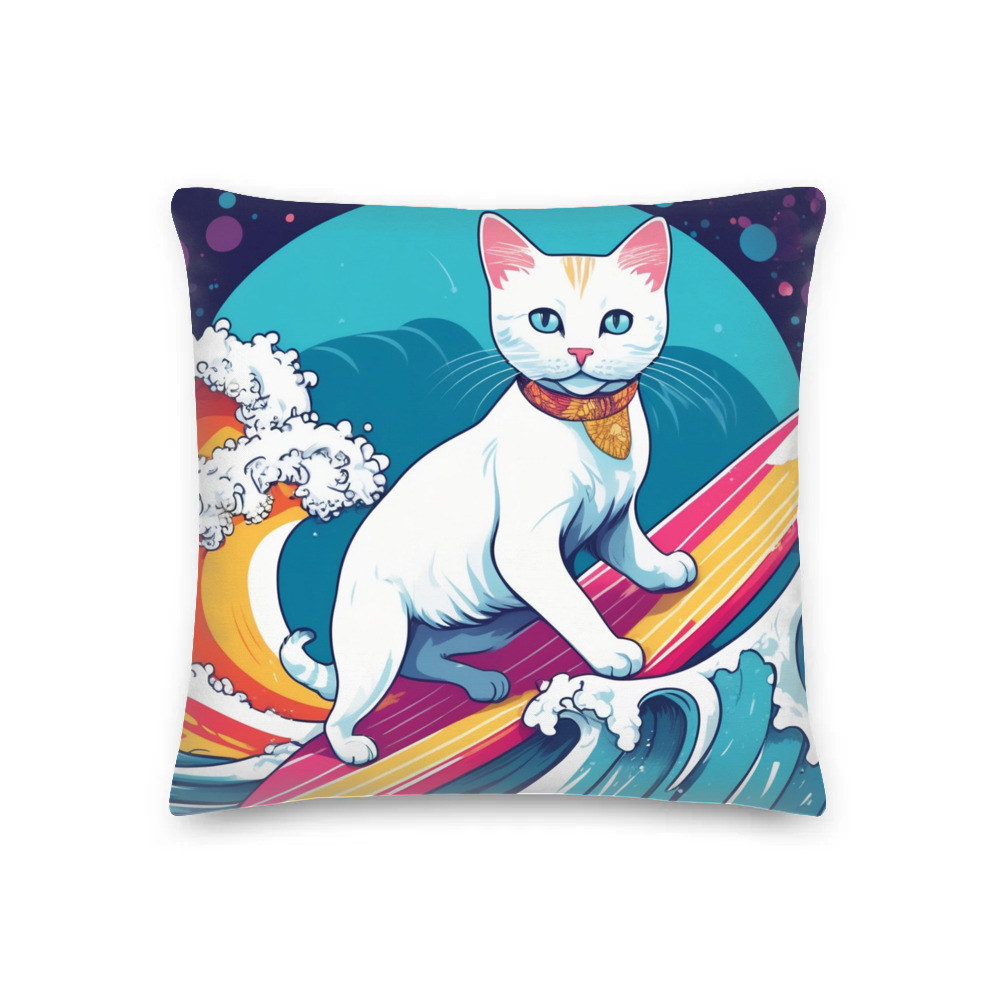 PugMug Custom White Companion Cat Premium Pillow
