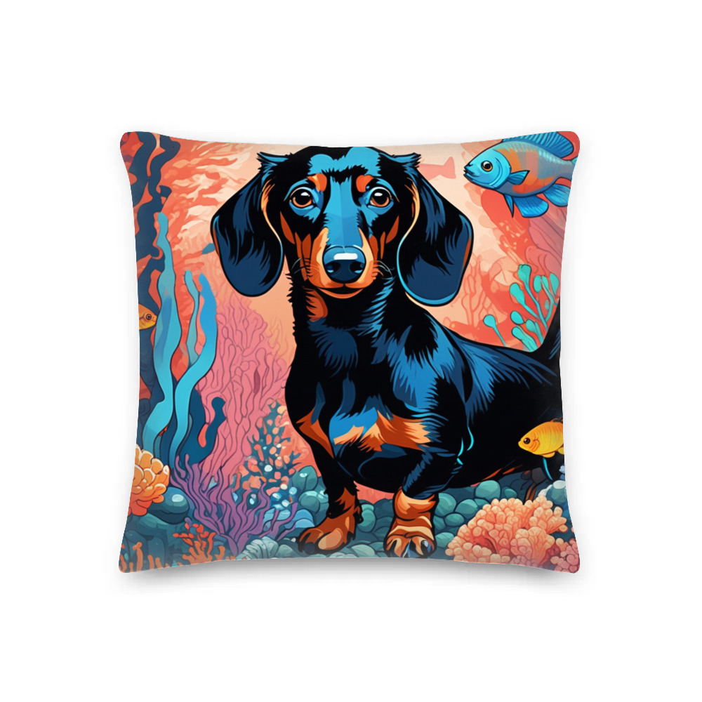 PugMug Custom Black Dachshund Premium Pillow