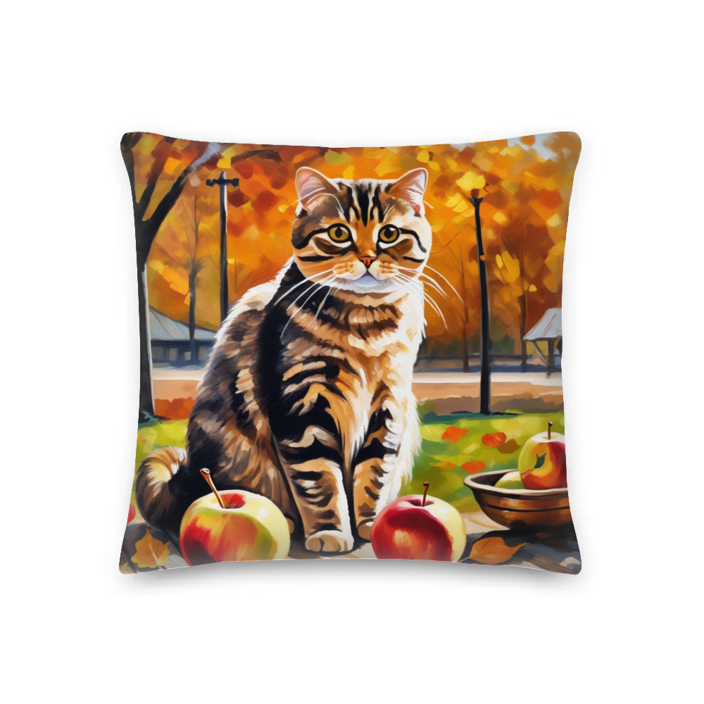 PugMug Custom Tabby Scottish Fold Cat Premium Pillow
