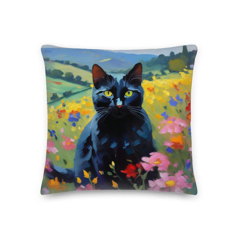 PugMug Custom Black Companion Cat Premium Pillow