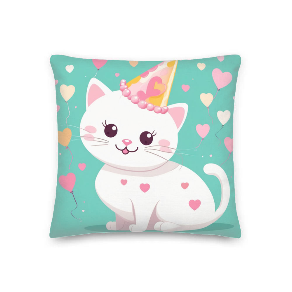 PugMug Custom White Companion Cat Premium Pillow