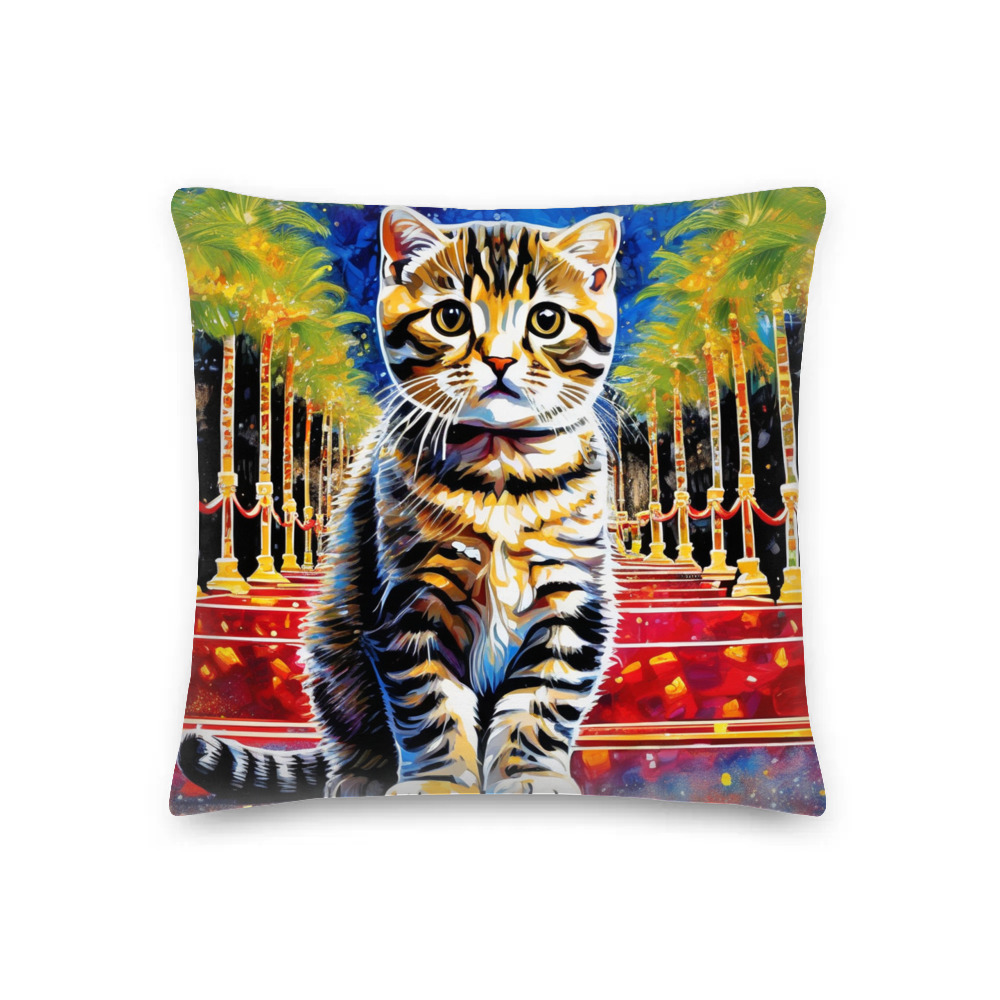 PugMug Custom Tabby Scottish Fold Cat Premium Pillow