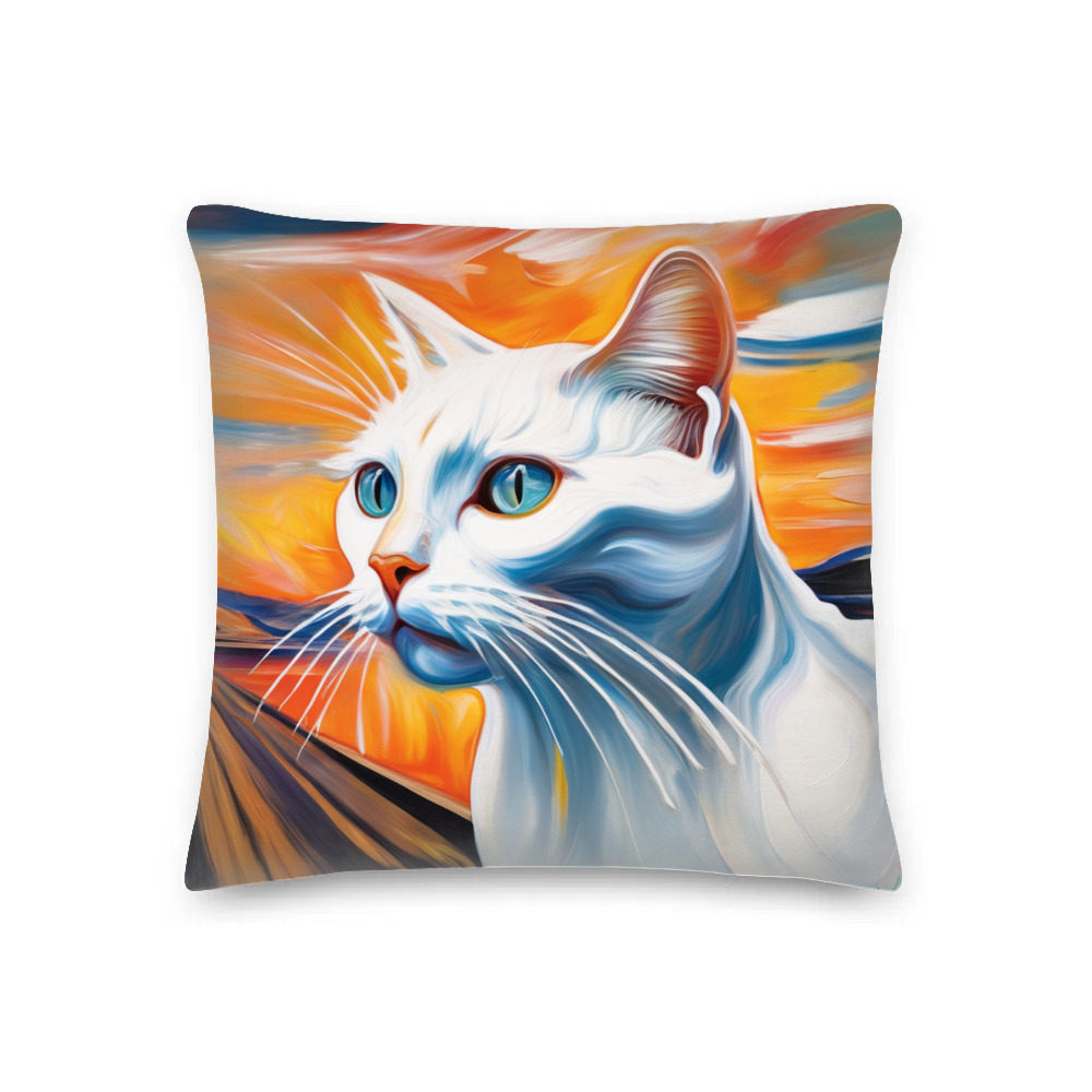 PugMug Custom White Companion Cat Premium Pillow