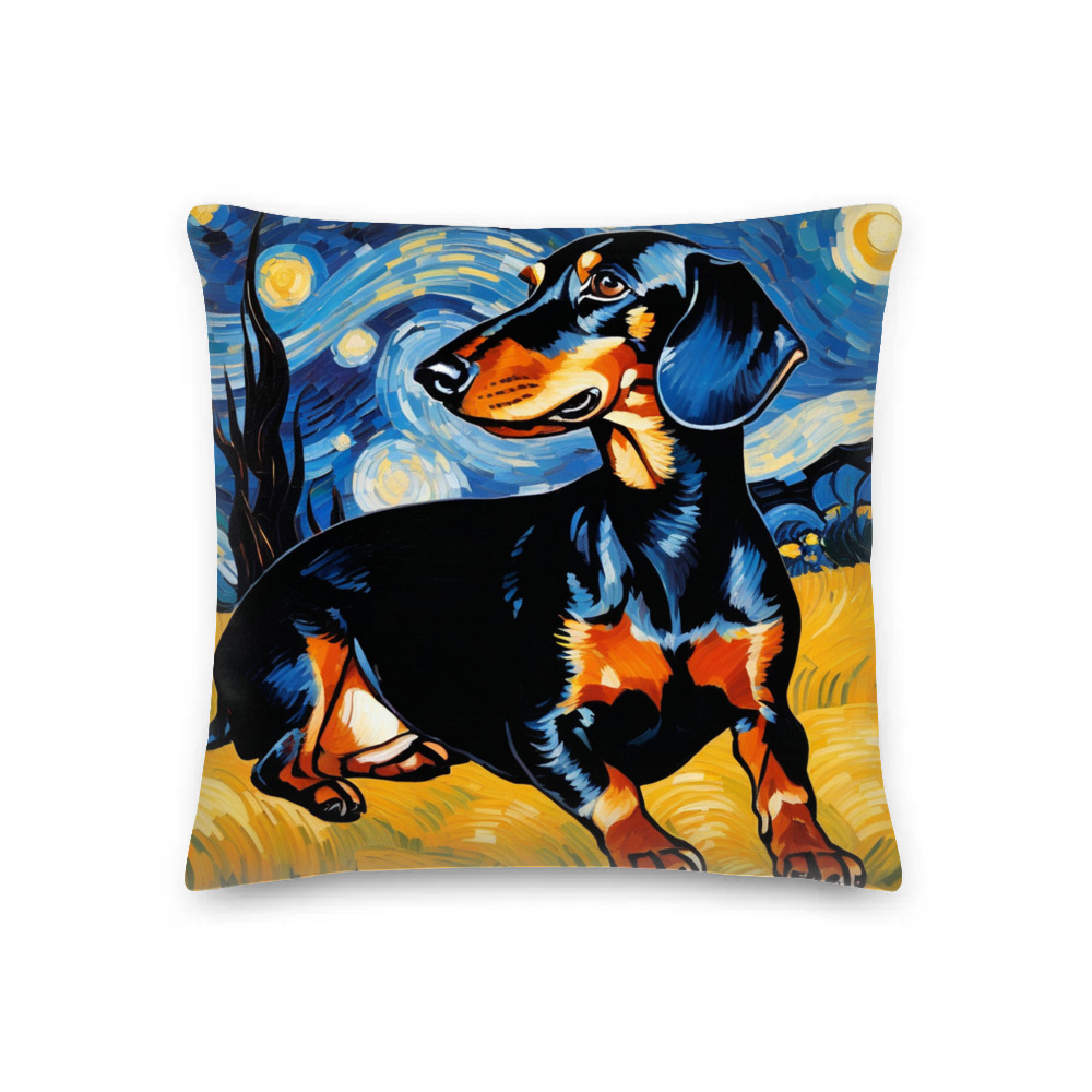 PugMug Custom Black Dachshund Premium Pillow