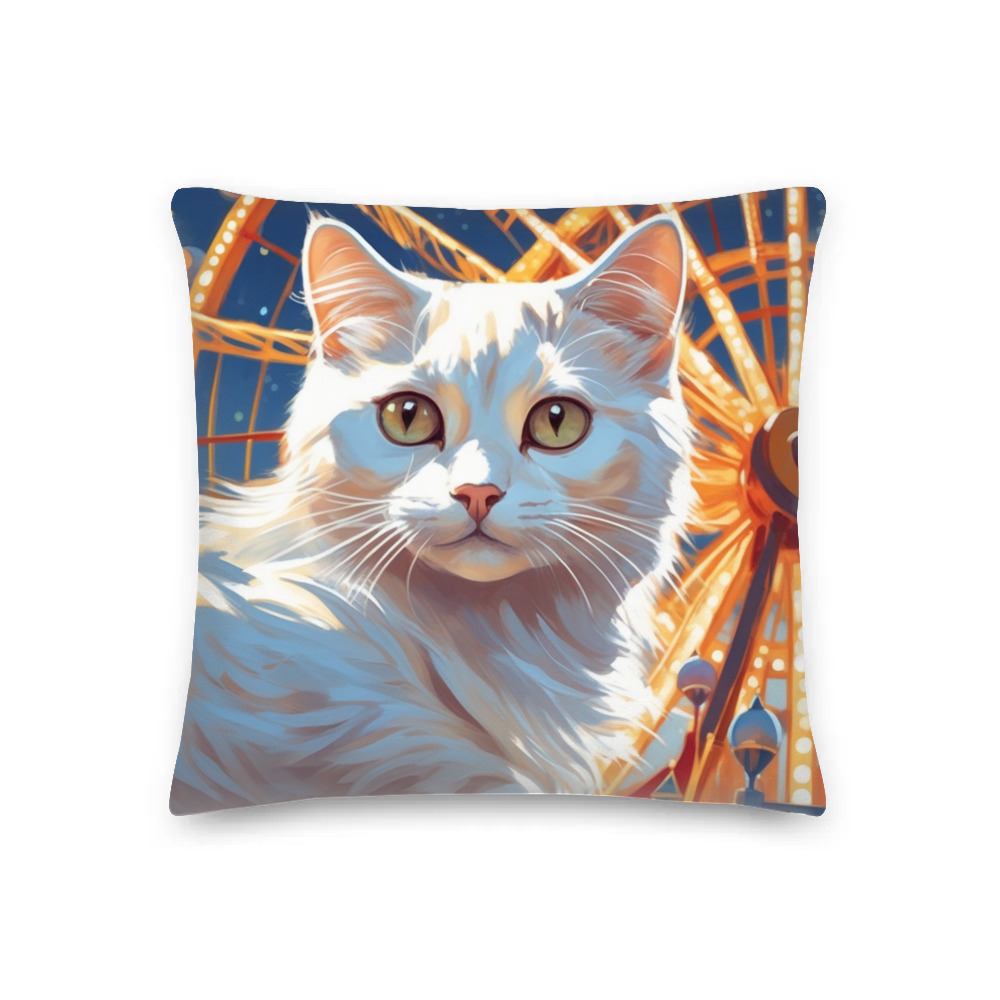 PugMug Custom White Companion Cat Premium Pillow
