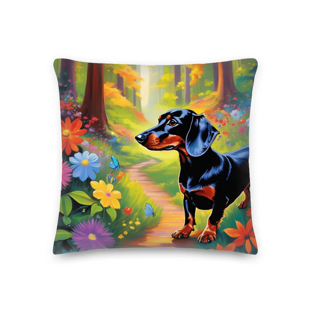 PugMug Custom Black Dachshund Premium Pillow
