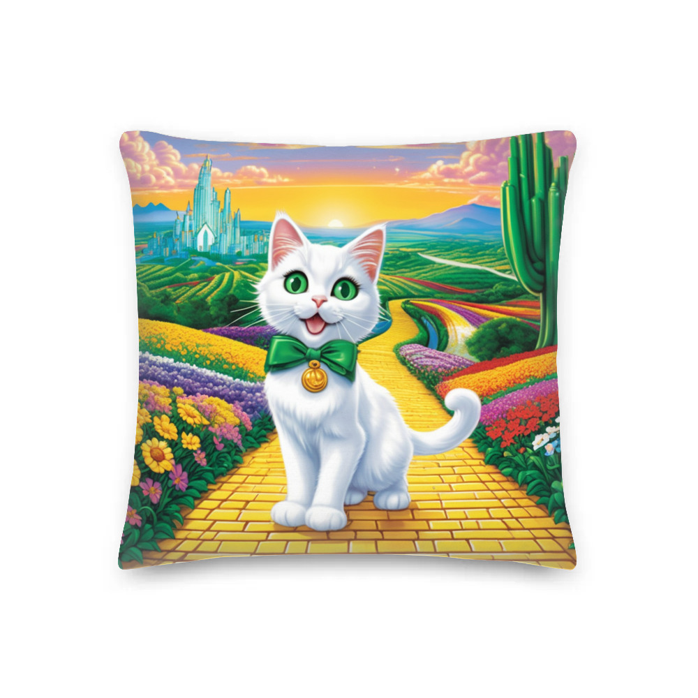 PugMug Custom White Companion Cat Premium Pillow