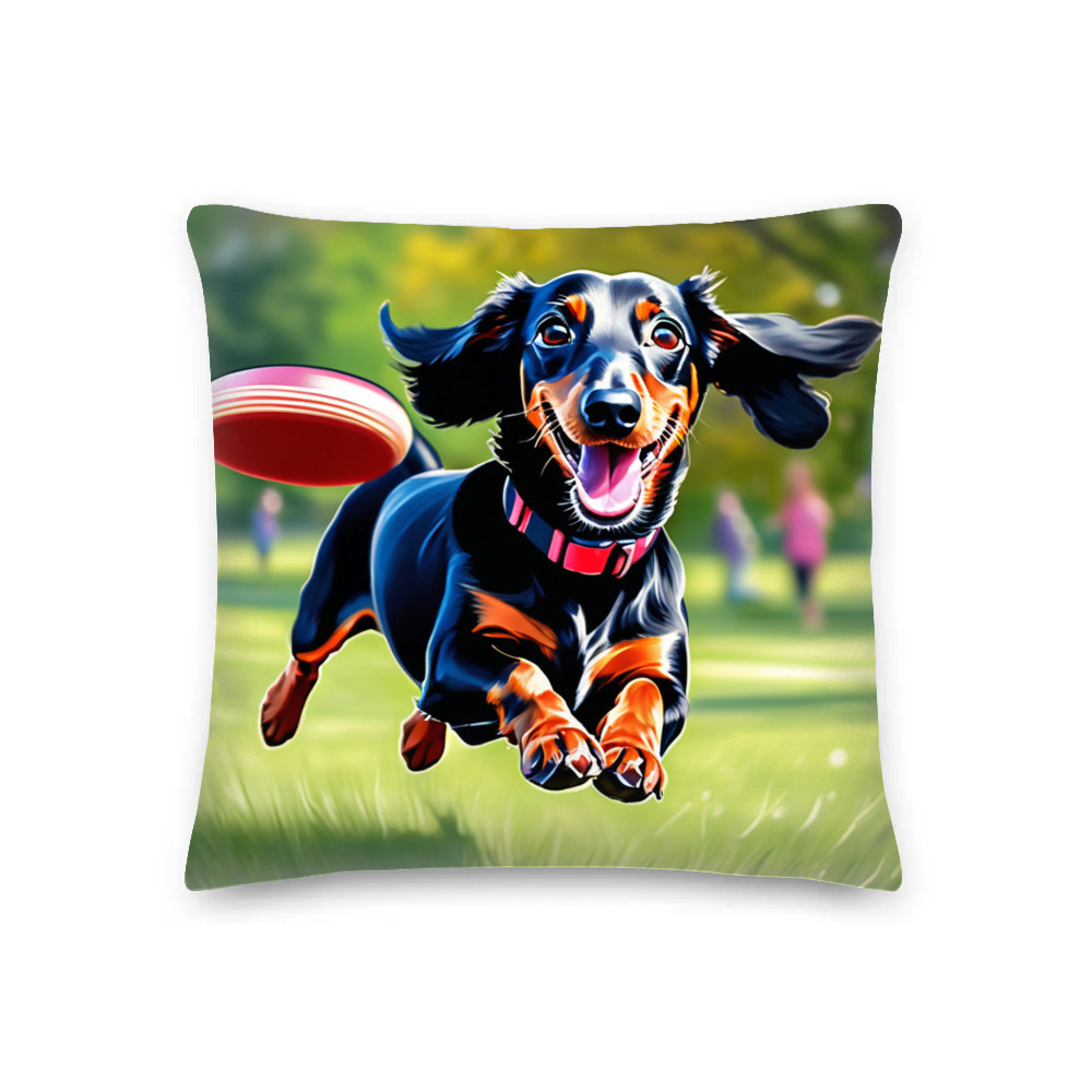 PugMug Custom Black Dachshund Premium Pillow