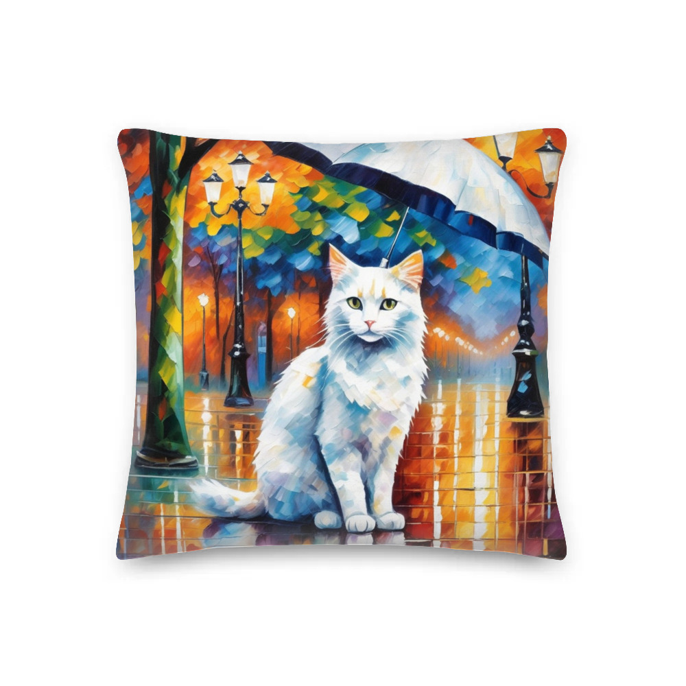 PugMug Custom White Companion Cat Premium Pillow