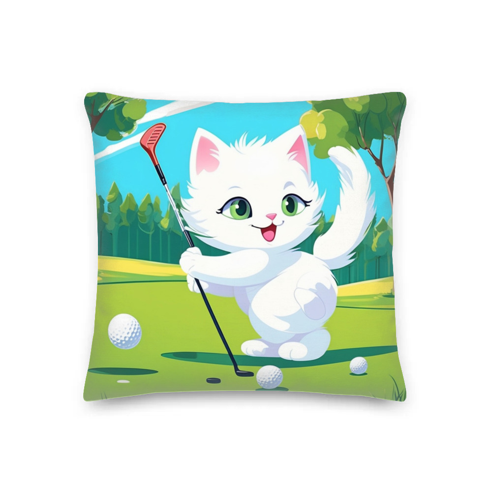 PugMug Custom White Companion Cat Premium Pillow