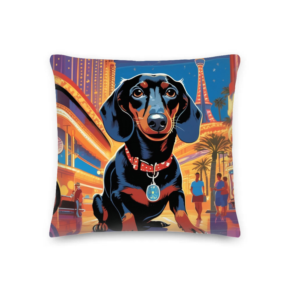 PugMug Custom Black Dachshund Premium Pillow