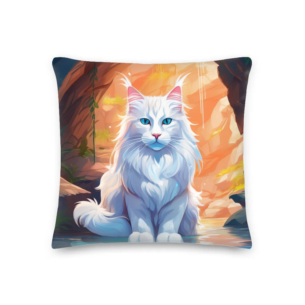 PugMug Custom White Maine Coon Cat Premium Pillow