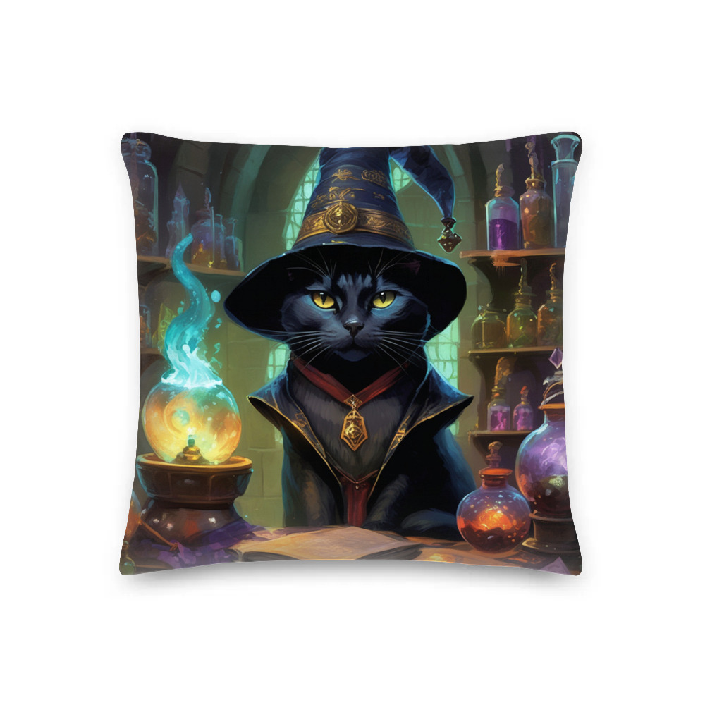 PugMug Custom Black American Shorthair Cat Premium Pillow