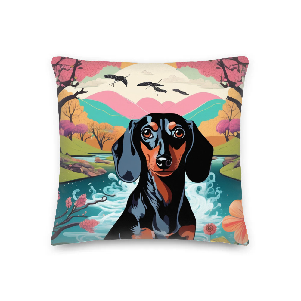 PugMug Custom Black Dachshund Premium Pillow