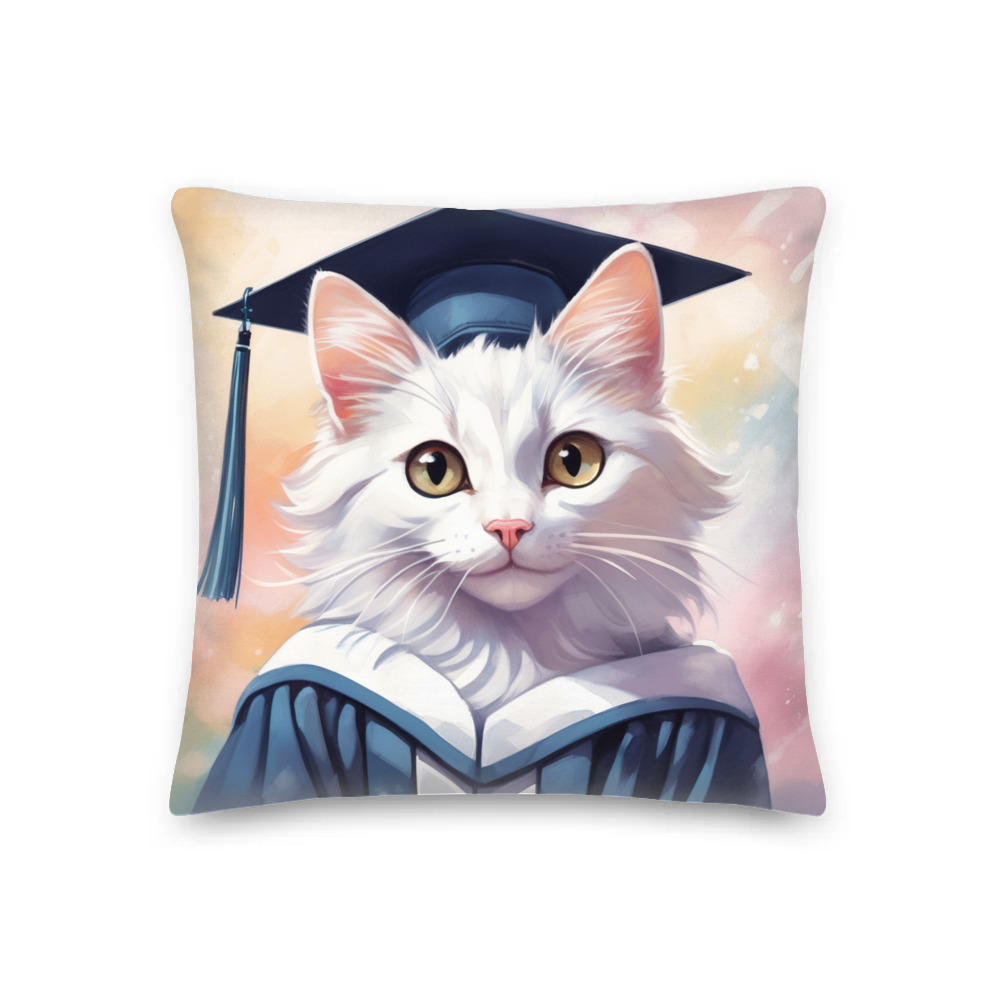 PugMug Custom White Companion Cat Premium Pillow