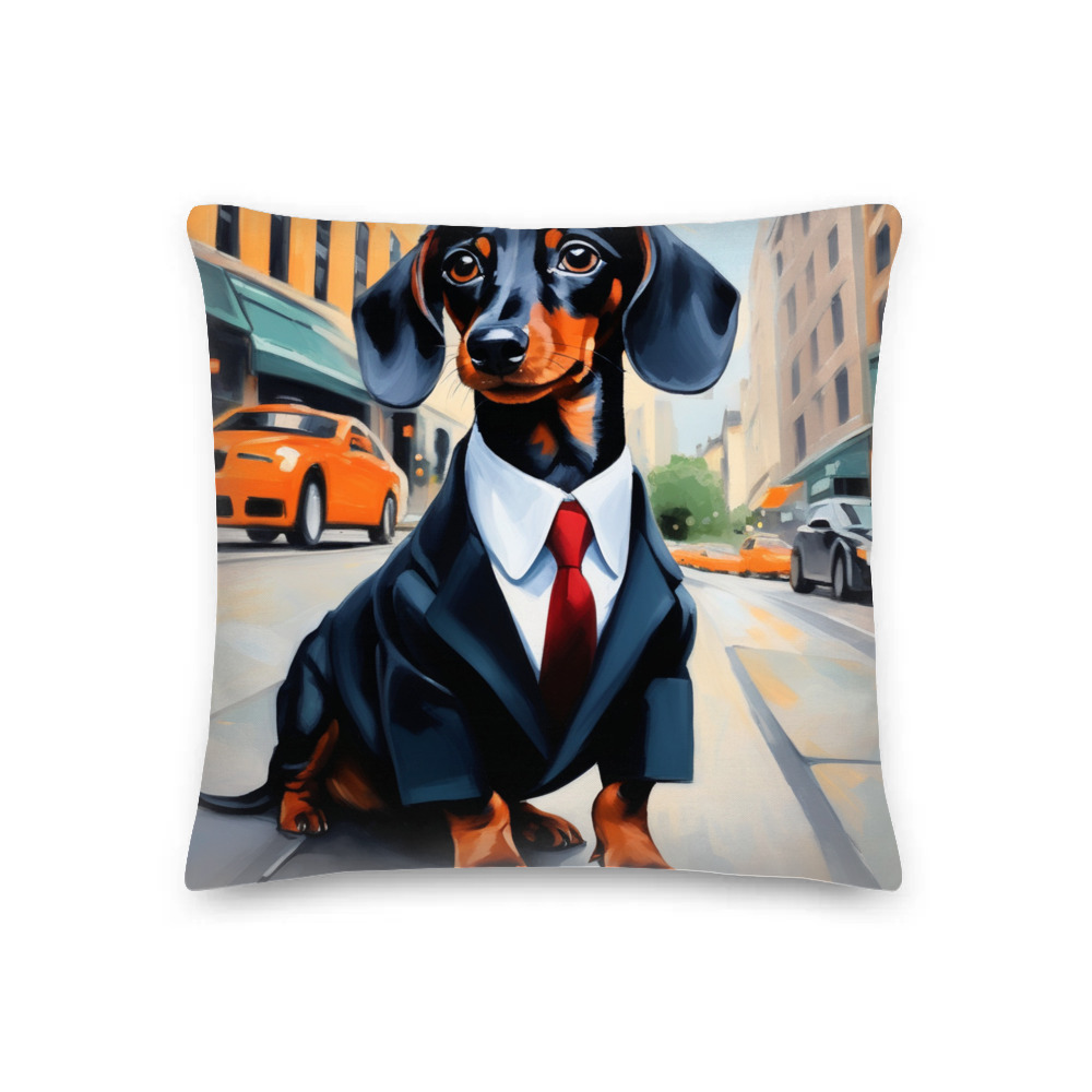 PugMug Custom Black Dachshund Premium Pillow