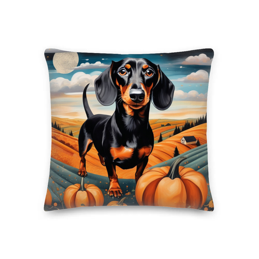 PugMug Custom Black Dachshund Premium Pillow