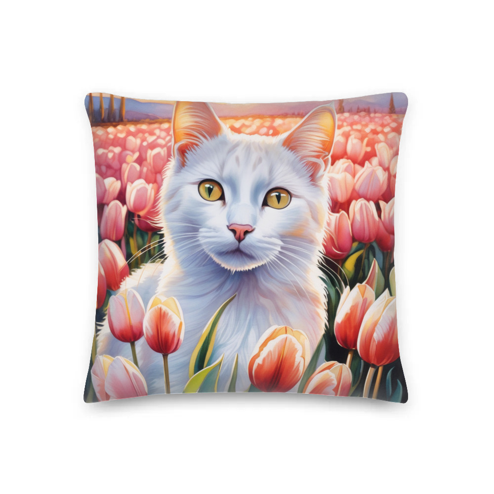 PugMug Custom White Companion Cat Premium Pillow