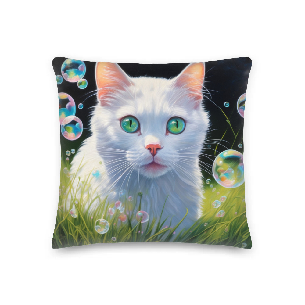 PugMug Custom White Companion Cat Premium Pillow