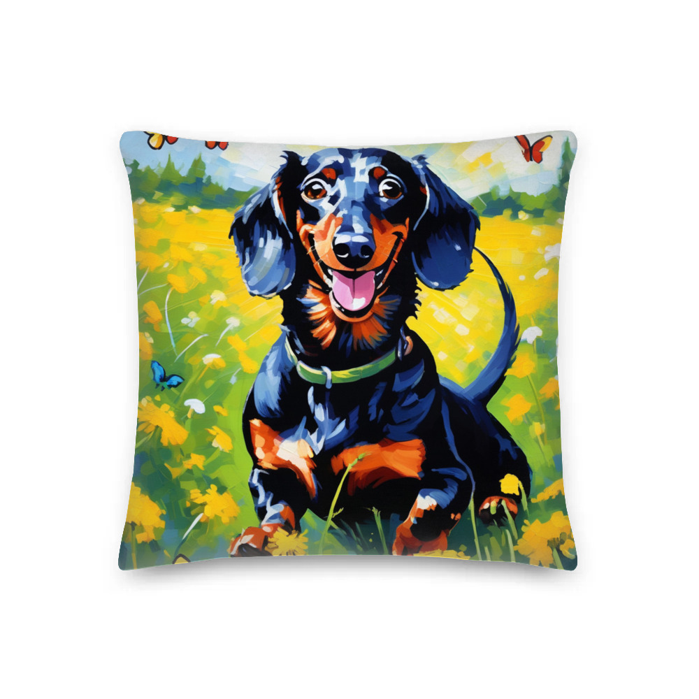 PugMug Custom Black Dachshund Premium Pillow
