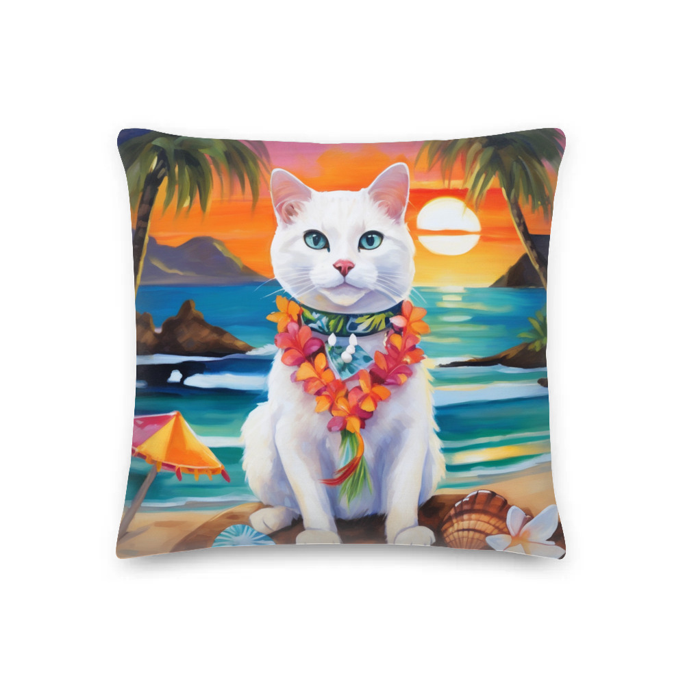 PugMug Custom White Companion Cat Premium Pillow