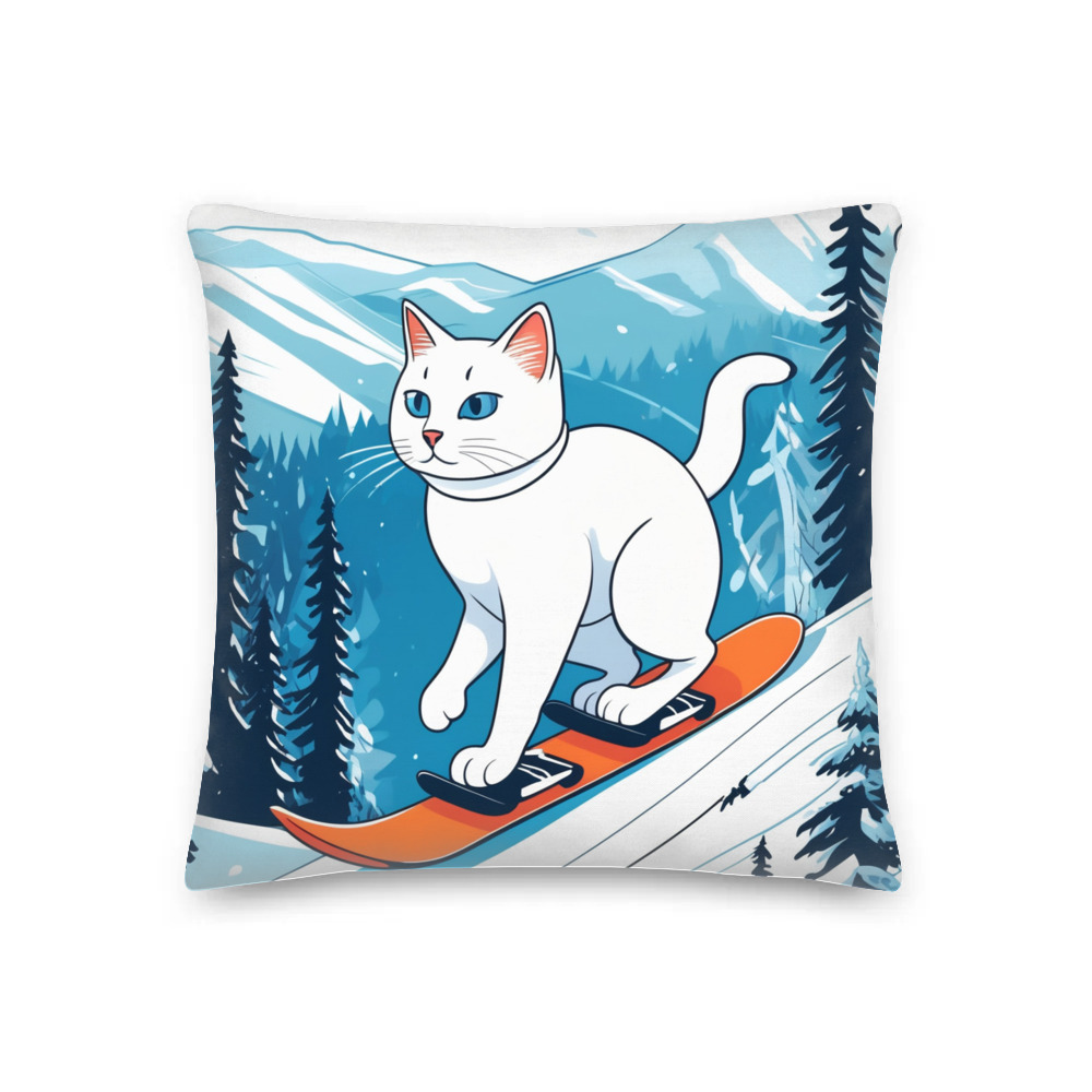 PugMug Custom White Companion Cat Premium Pillow