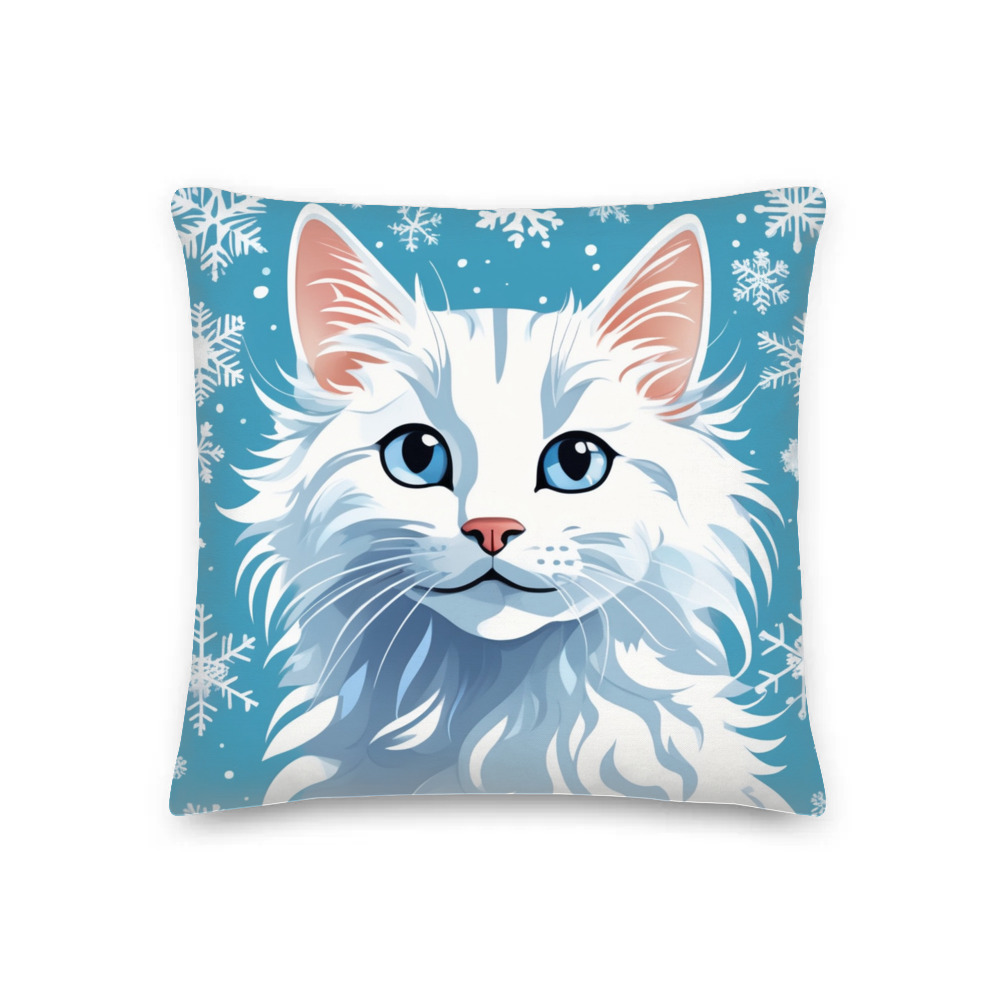 PugMug Custom White Companion Cat Premium Pillow