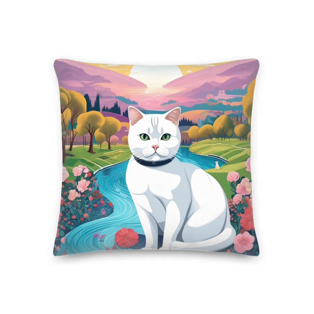 PugMug Custom White British Shorthair Cat Premium Pillow