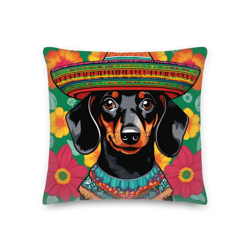 PugMug Custom Black Dachshund Premium Pillow