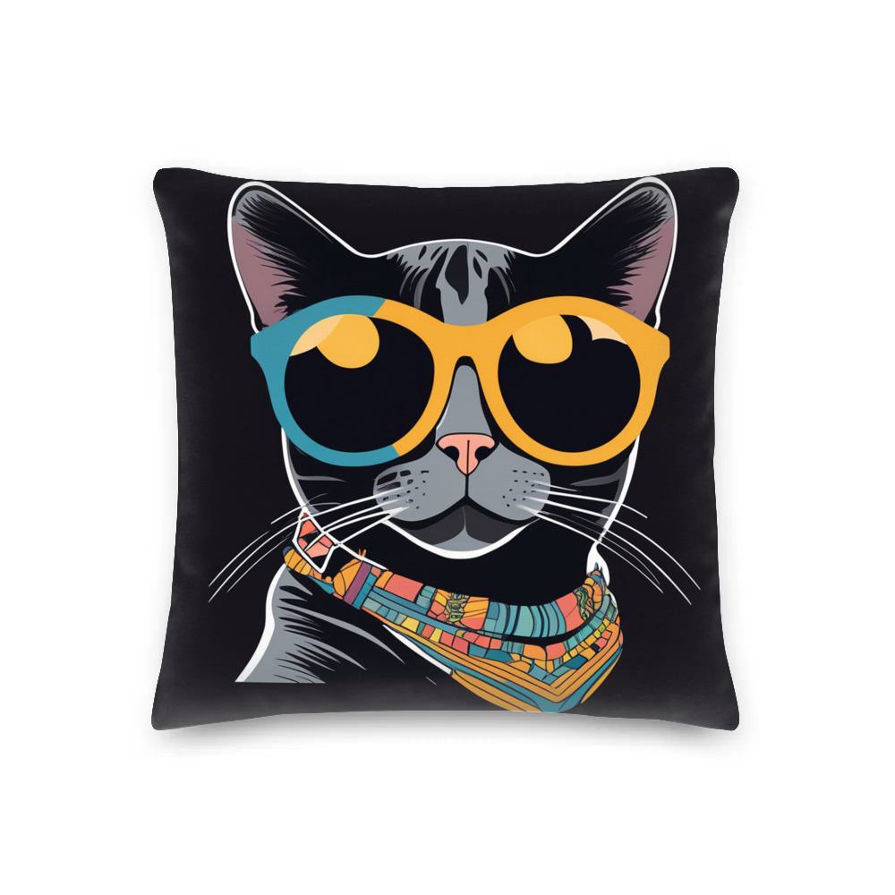 PugMug Custom Black American Shorthair Cat Premium Pillow