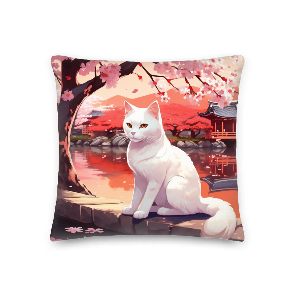 PugMug Custom White Companion Cat Premium Pillow