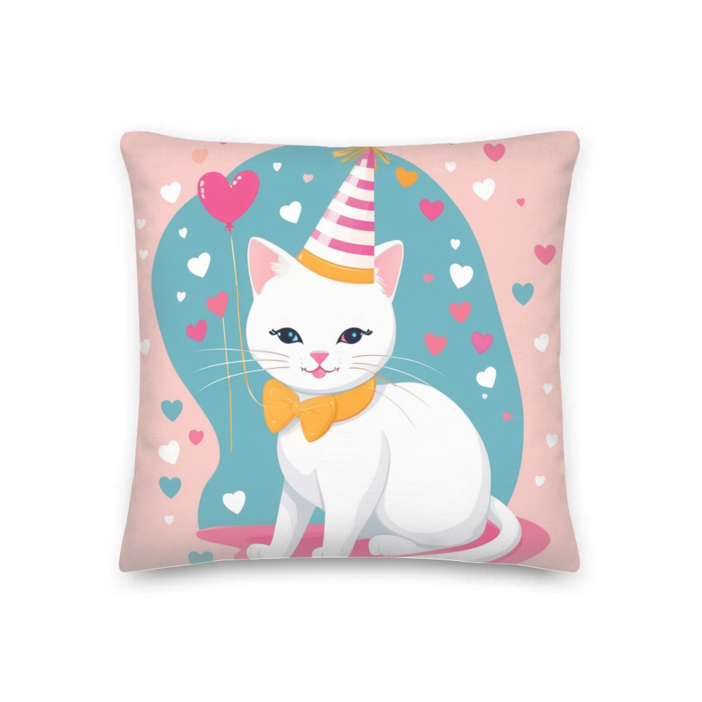 PugMug Custom White Companion Cat Premium Pillow